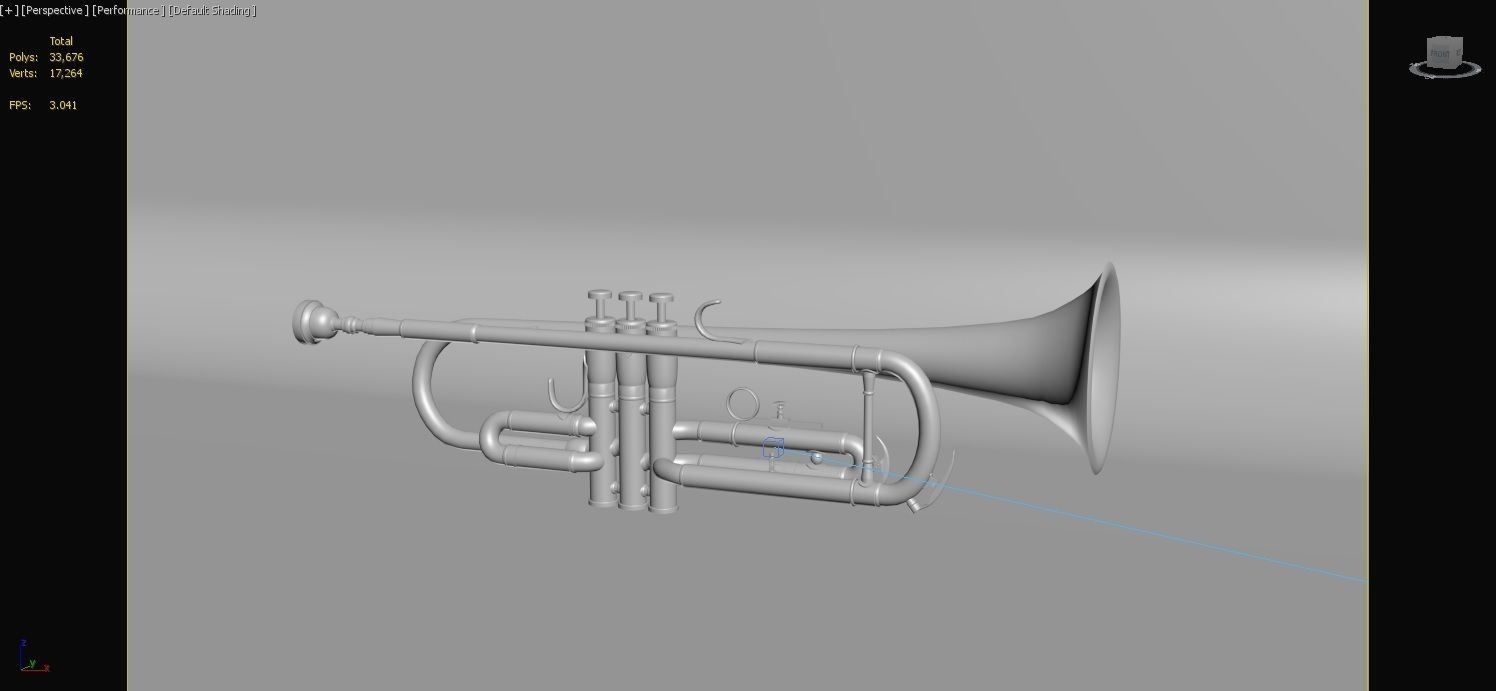Trumpet silver 3D model_2