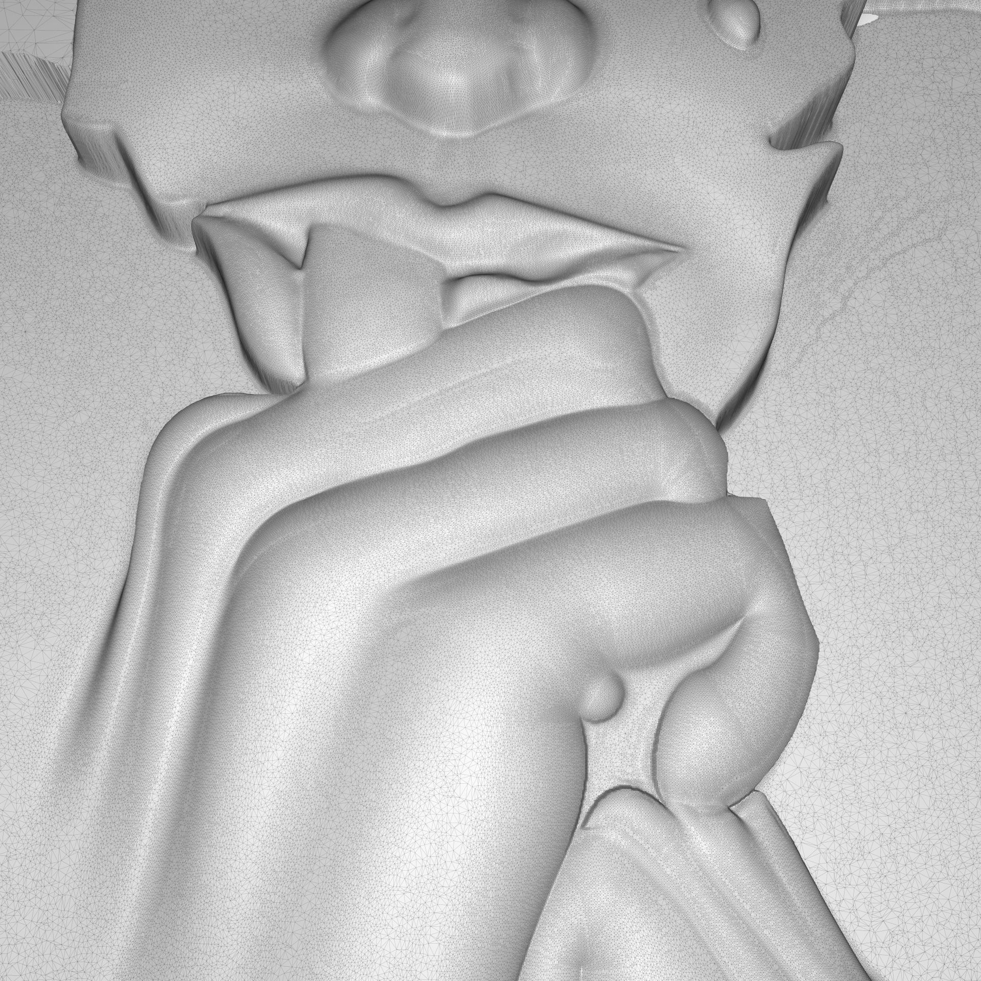 The tear of girl bas relief 3D print model_4