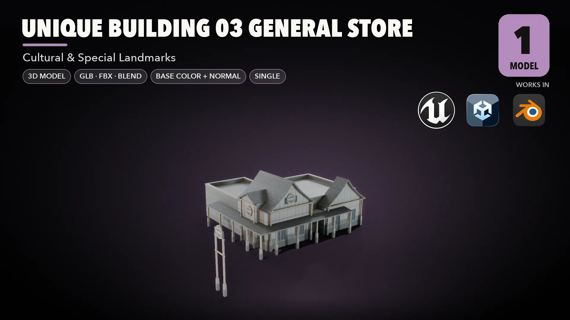 3D model Unique Building 03 General Store VR / AR / low-poly | CGTrader