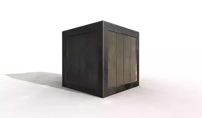 Simple Wooden Crate with Metallic Edge Low-poly 3D model