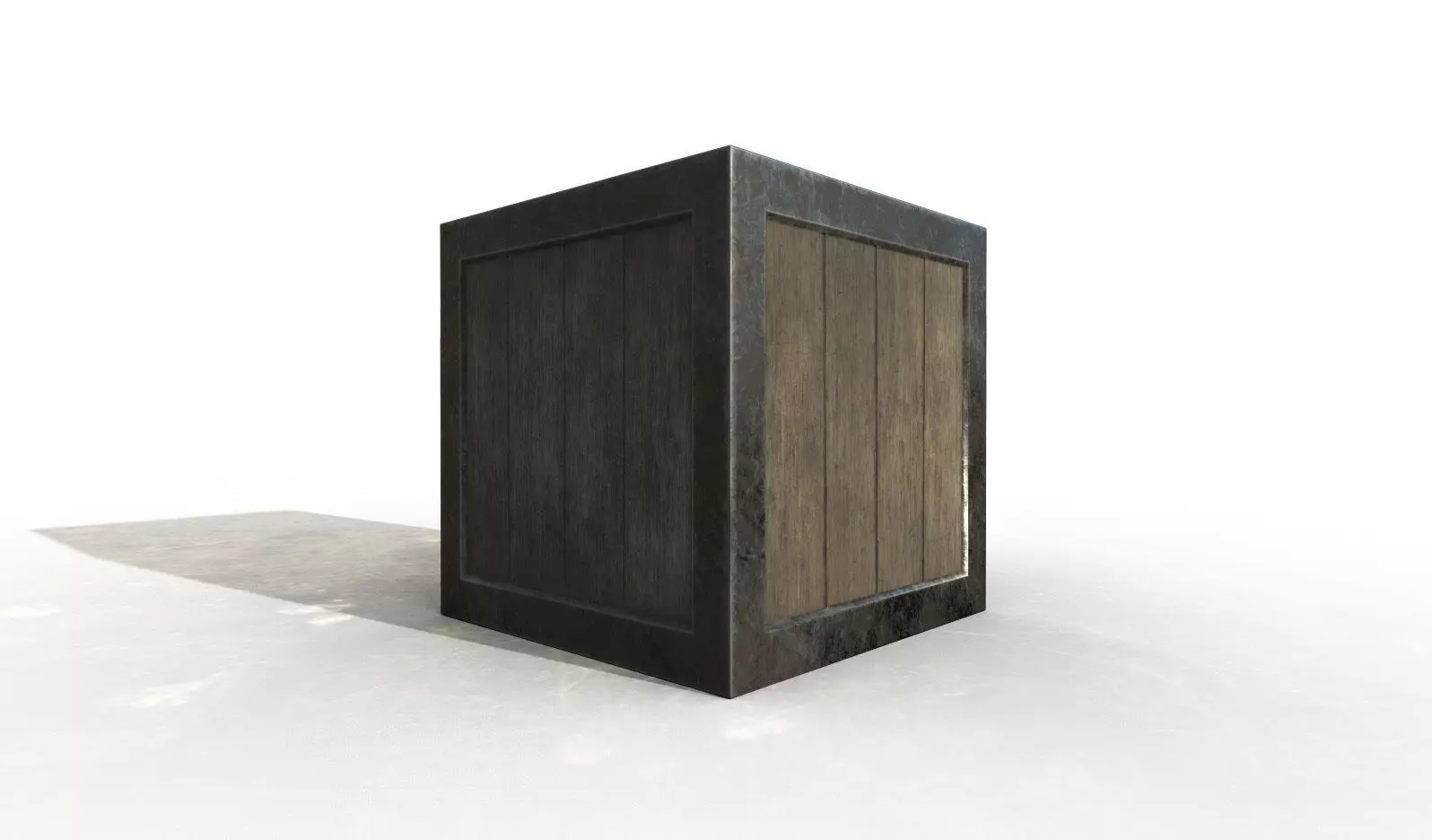 Simple Wooden Crate with Metallic Edge Low-poly 3D model_0