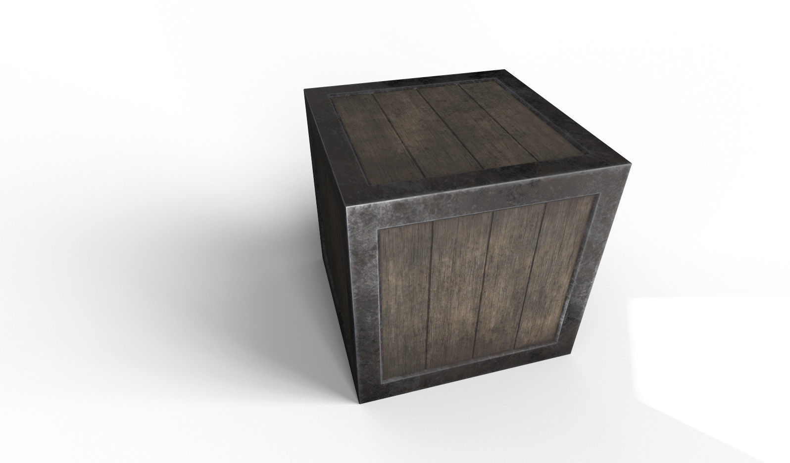 Simple Wooden Crate with Metallic Edge Low-poly 3D model_4