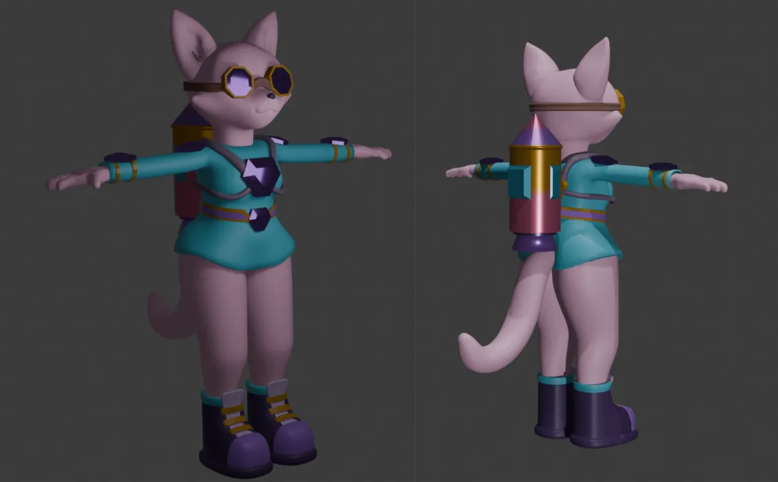 Sci-Fi Aviator Cat Girl - Stylized 3D Character 3D model | CGTrader