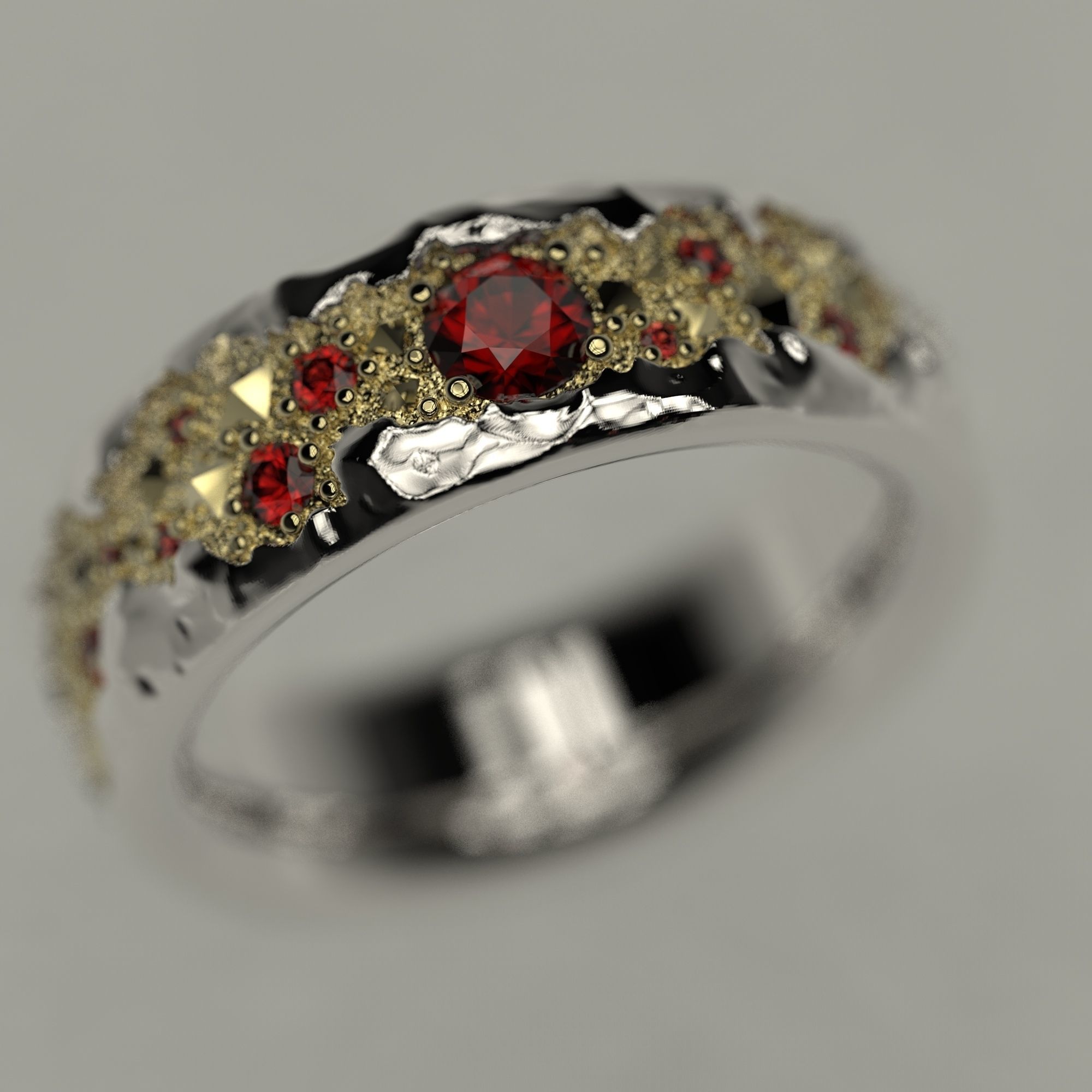 Mans ring with diamonds  3D print model_6