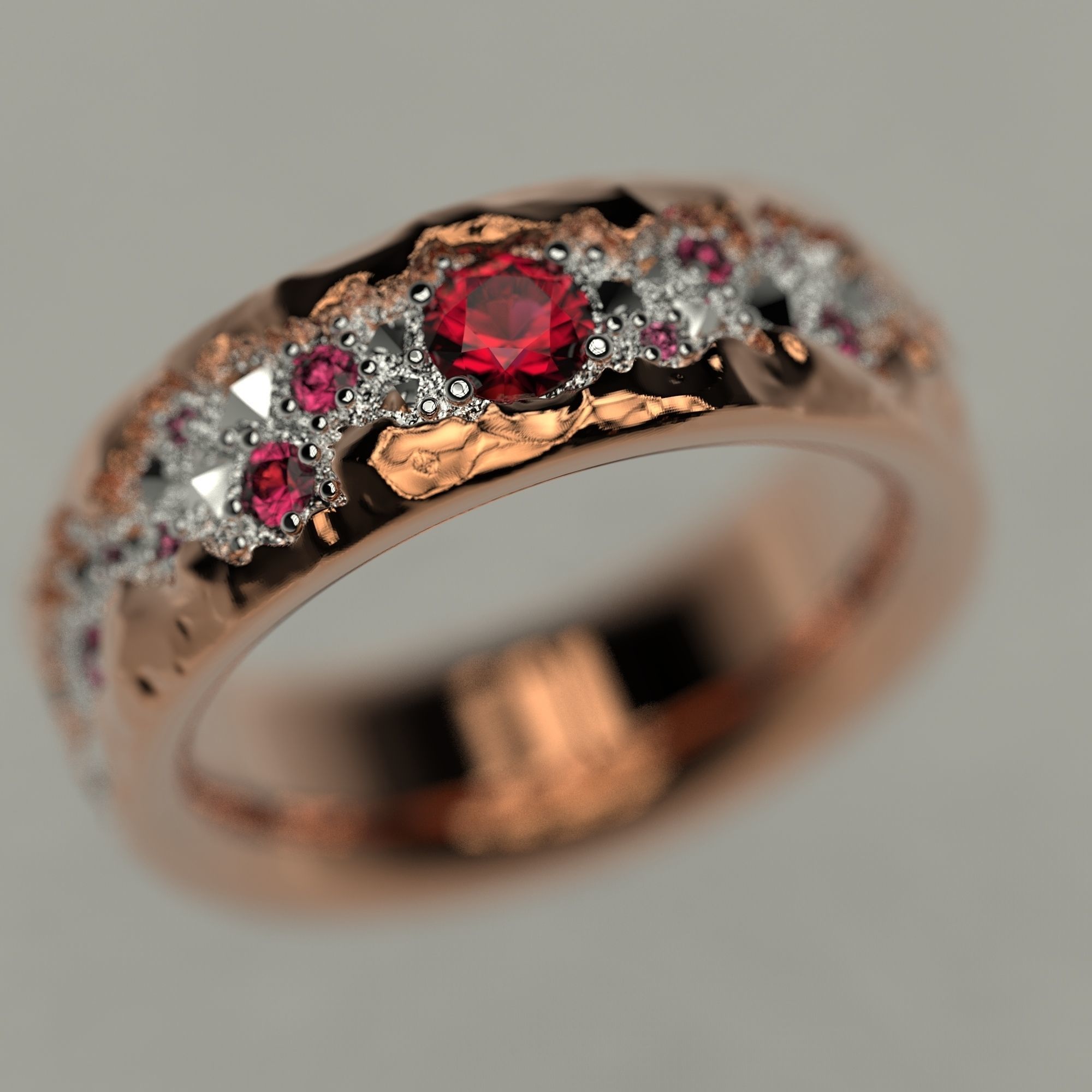 Mans ring with diamonds  3D print model_5
