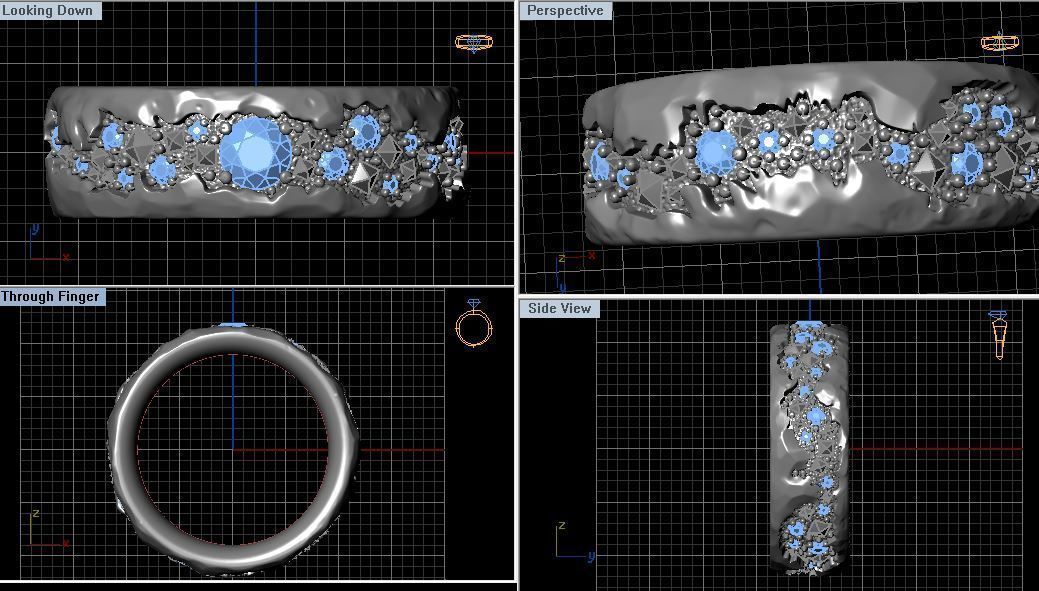 Mans ring with diamonds  3D print model_1
