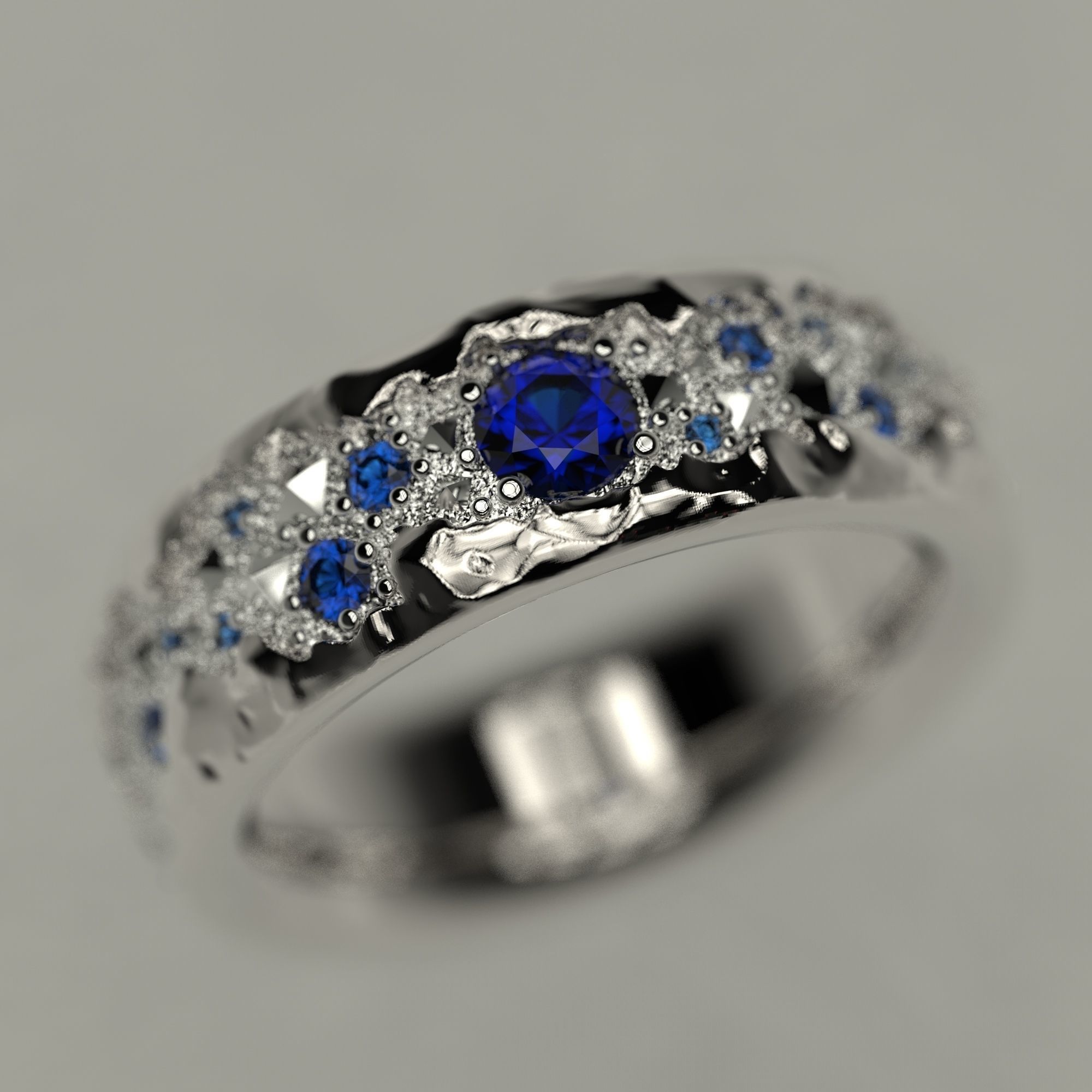 Mans ring with diamonds  3D print model_11