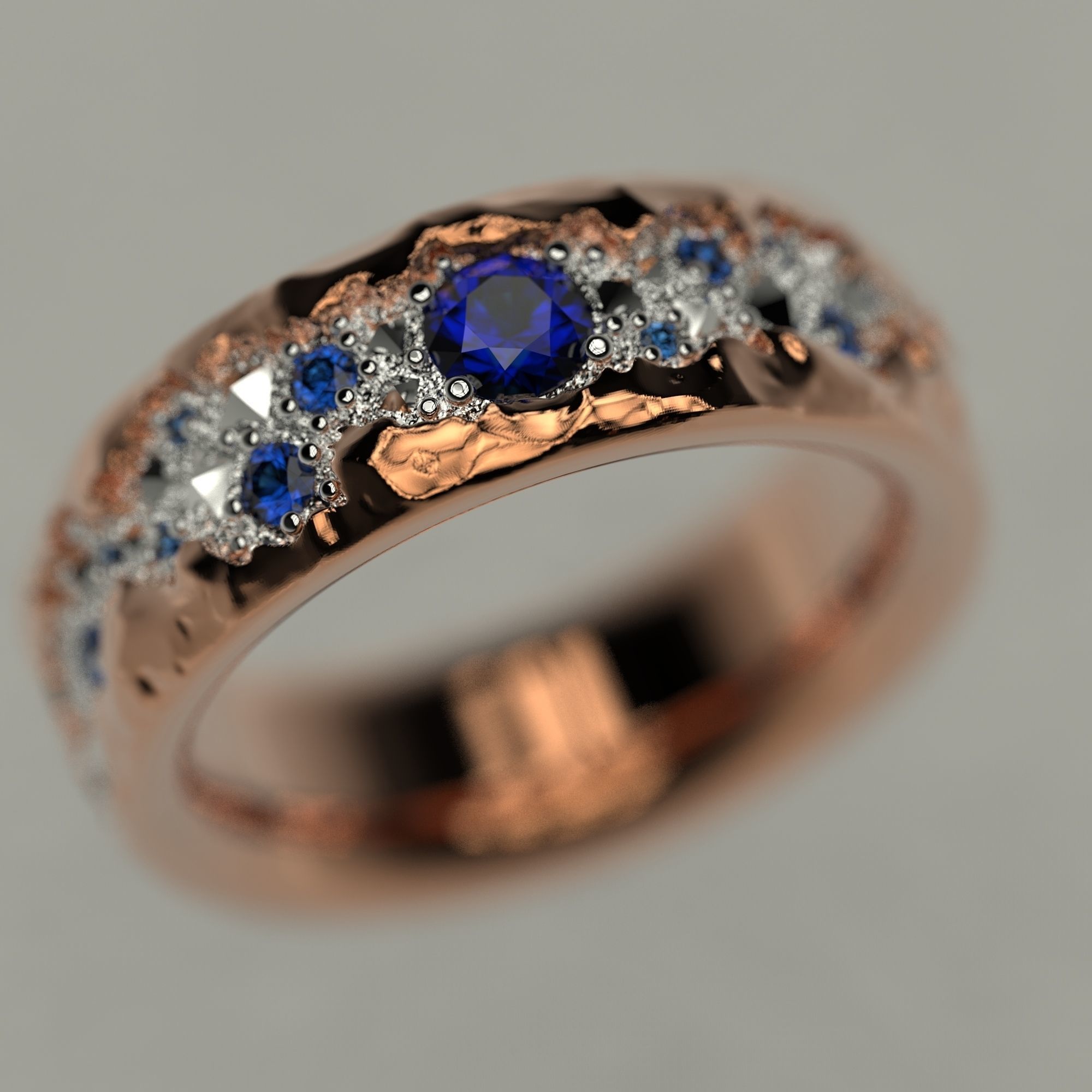 Mans ring with diamonds  3D print model_7