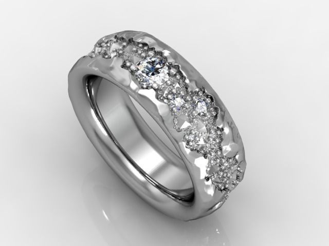 Mans ring with diamonds  3D print model_0
