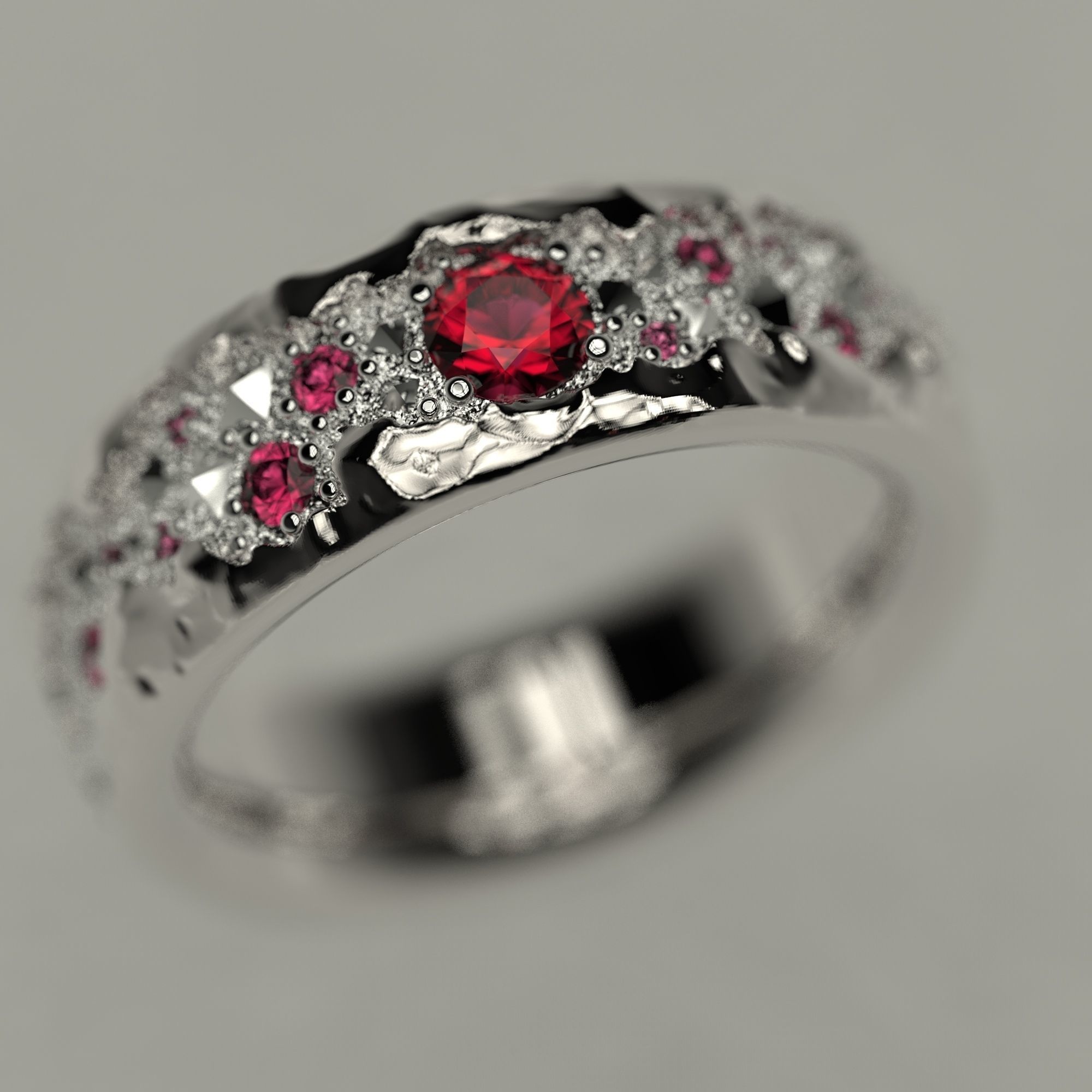 Mans ring with diamonds  3D print model_12
