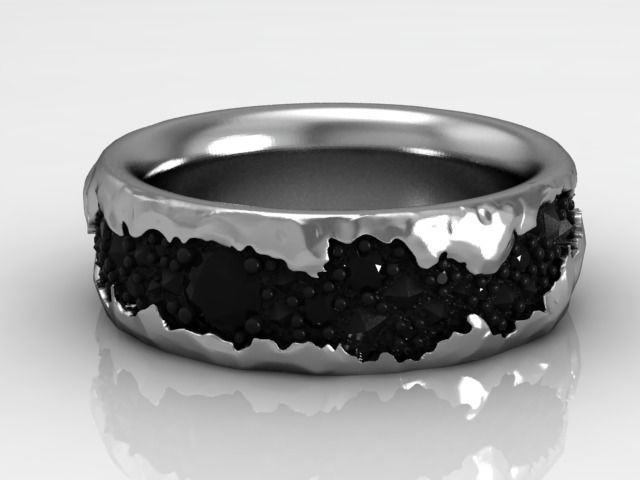 Mans ring with diamonds  3D print model_4