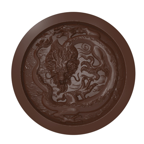 Chinese Dragon in circle bas relief for CNC