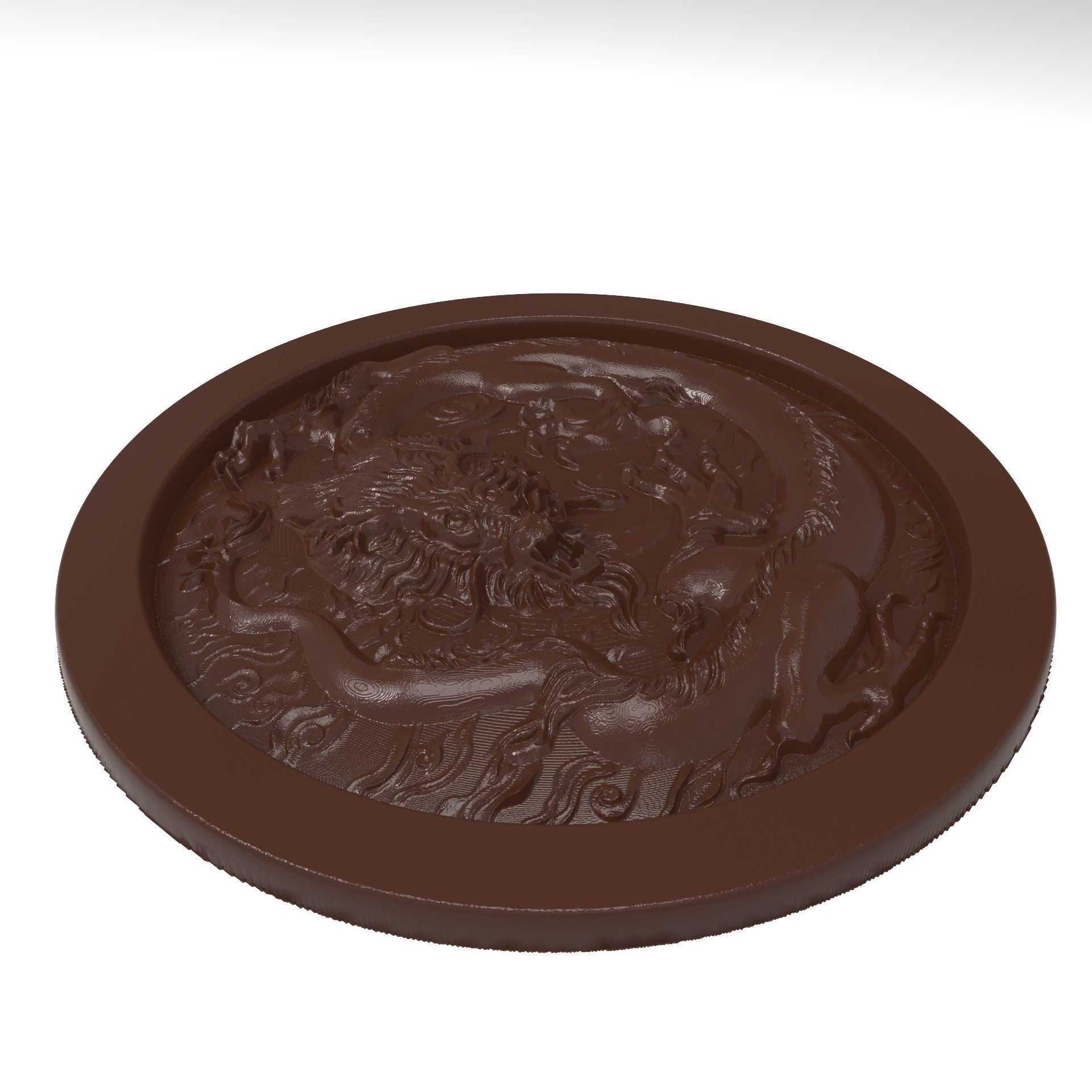 Chinese Dragon in circle bas relief for CNC 3D print model_1