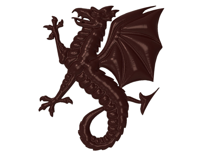 Dragon with two paws bas relief for CNC 3D print model