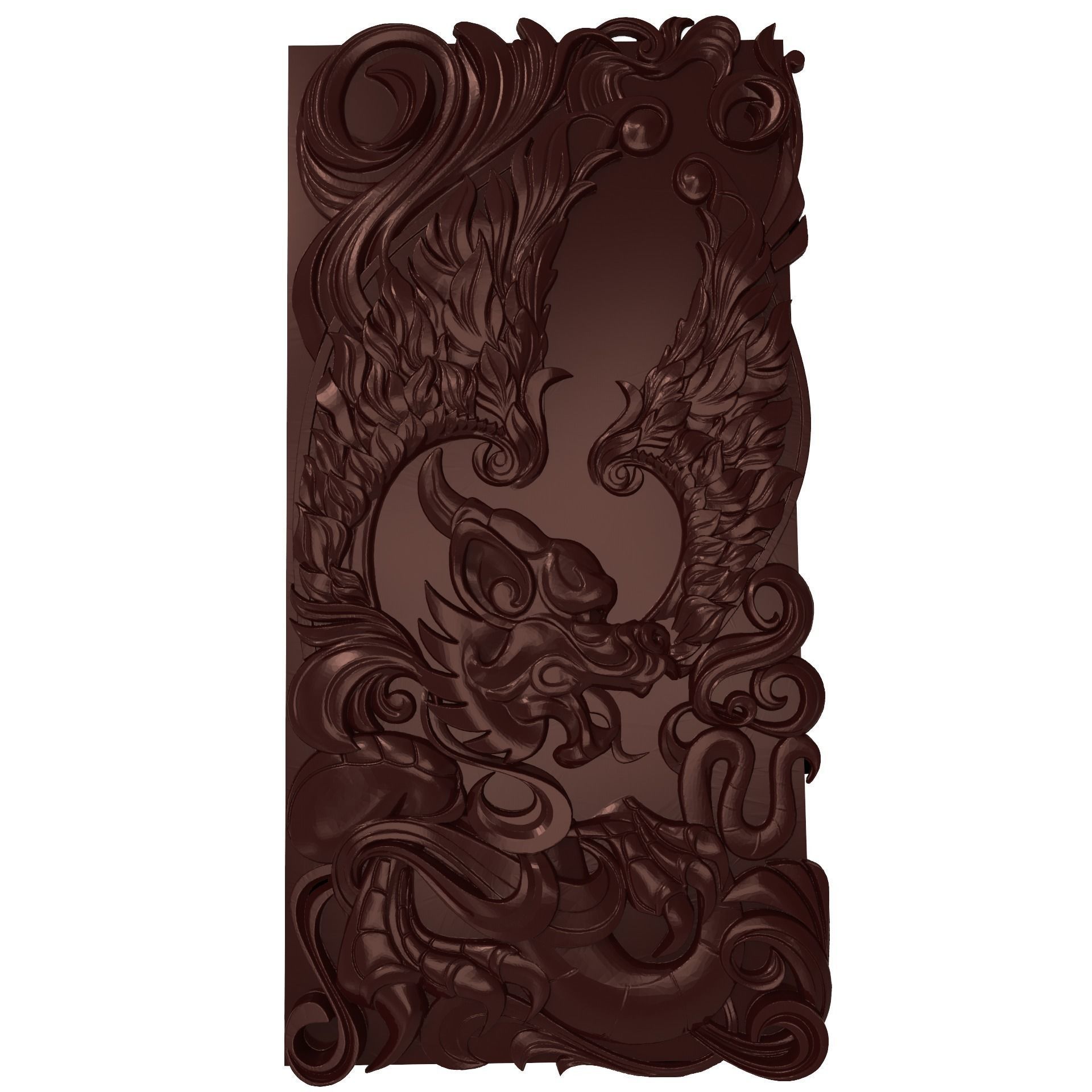 European Dragon with wings bas relief for CNC 3D print model_0