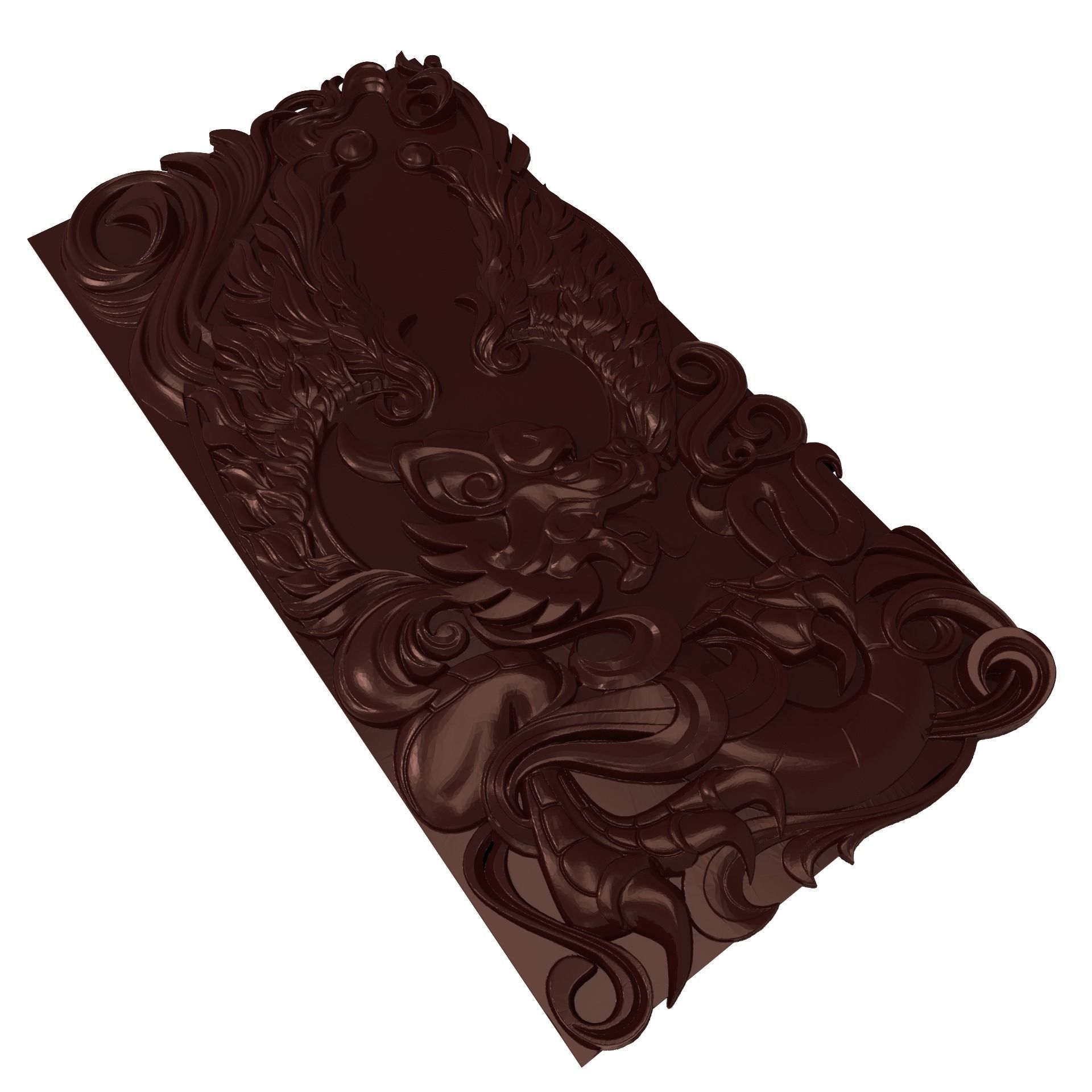 European Dragon with wings bas relief for CNC 3D print model_1