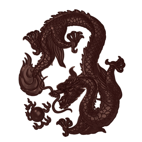 Chinese dragon and fire ball bas relif for CNC