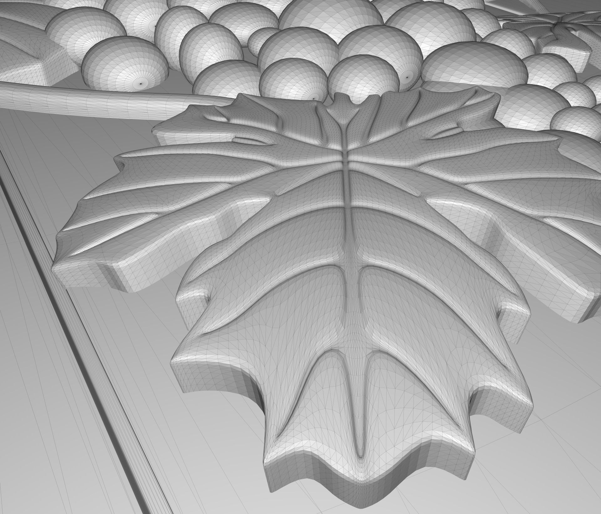 Grape on the top of a barrel bas relief for CNC 3D print model_4