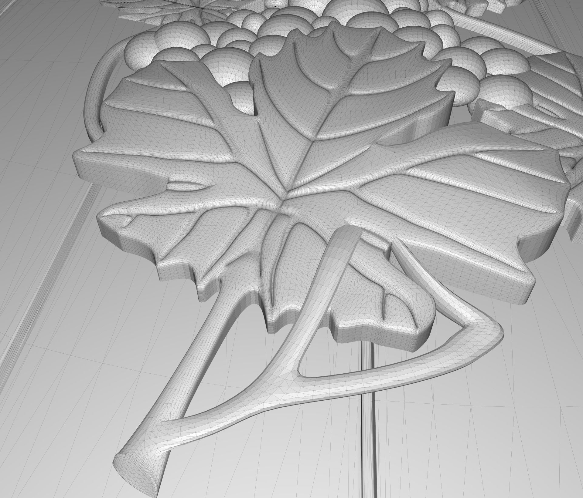 Grape on the top of a barrel bas relief for CNC 3D print model_5