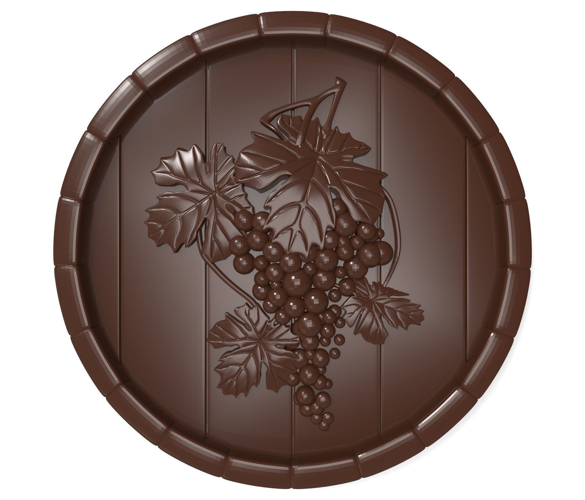 Grape on the top of a barrel bas relief for CNC 3D print model_0