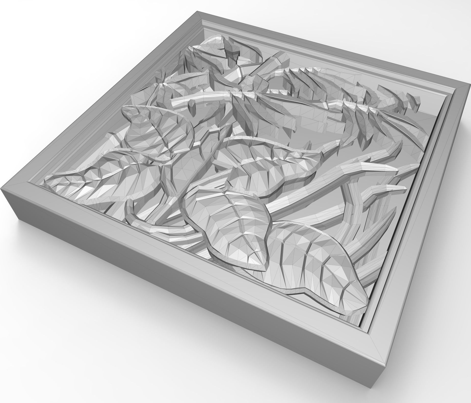 The plants in the square frame bas relief for CNC 3D print model_3