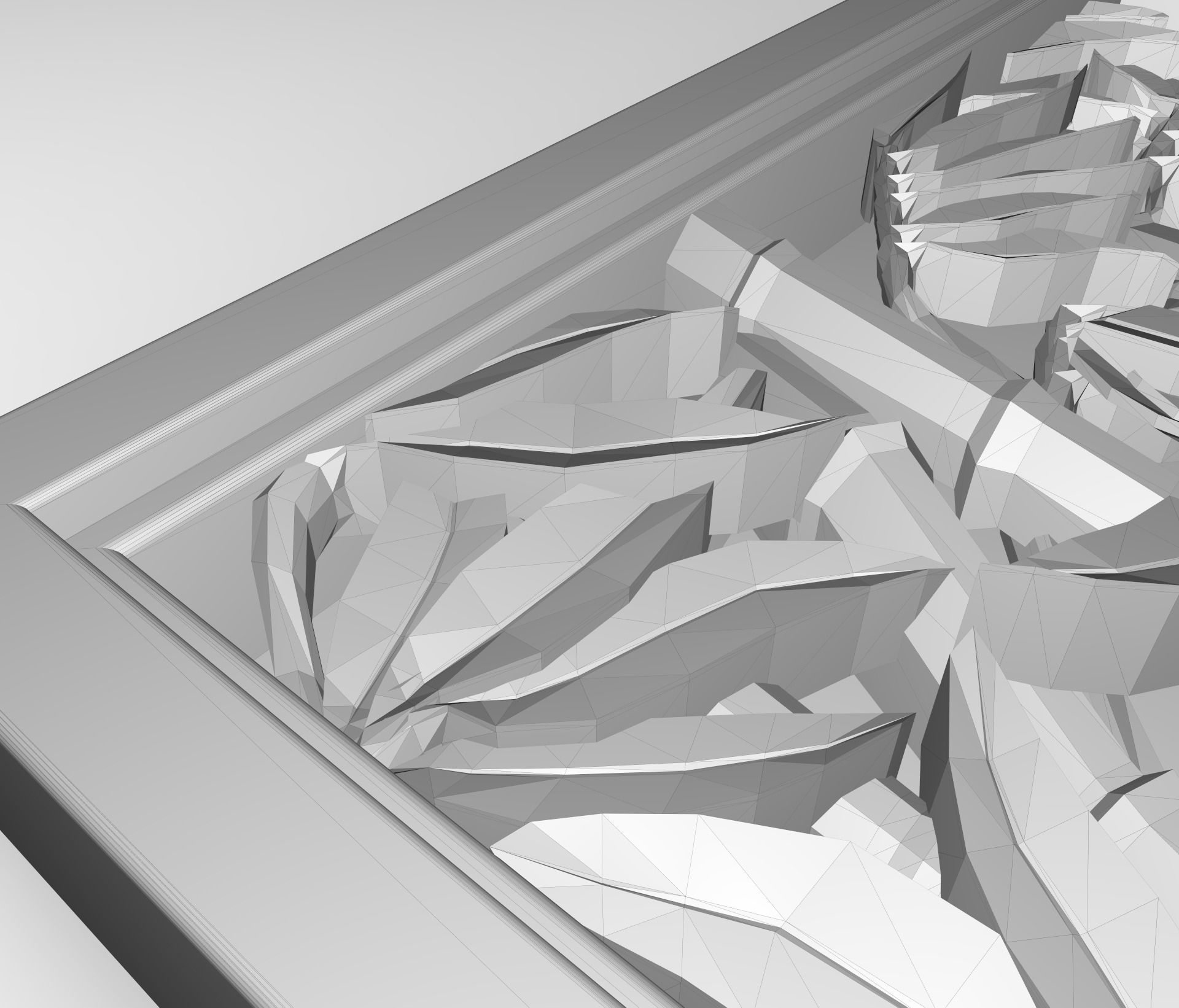 The plants in the square frame bas relief for CNC 3D print model_5