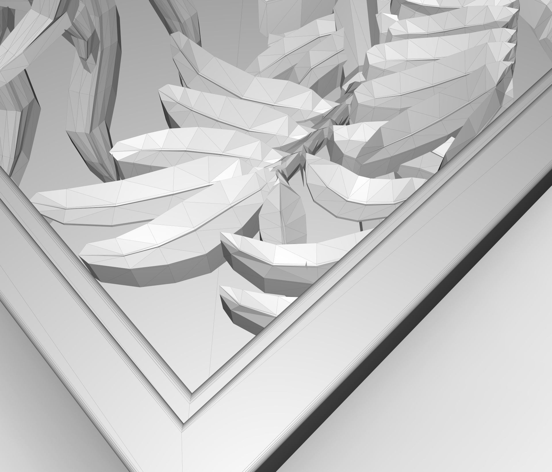 The plants in the square frame bas relief for CNC 3D print model_6