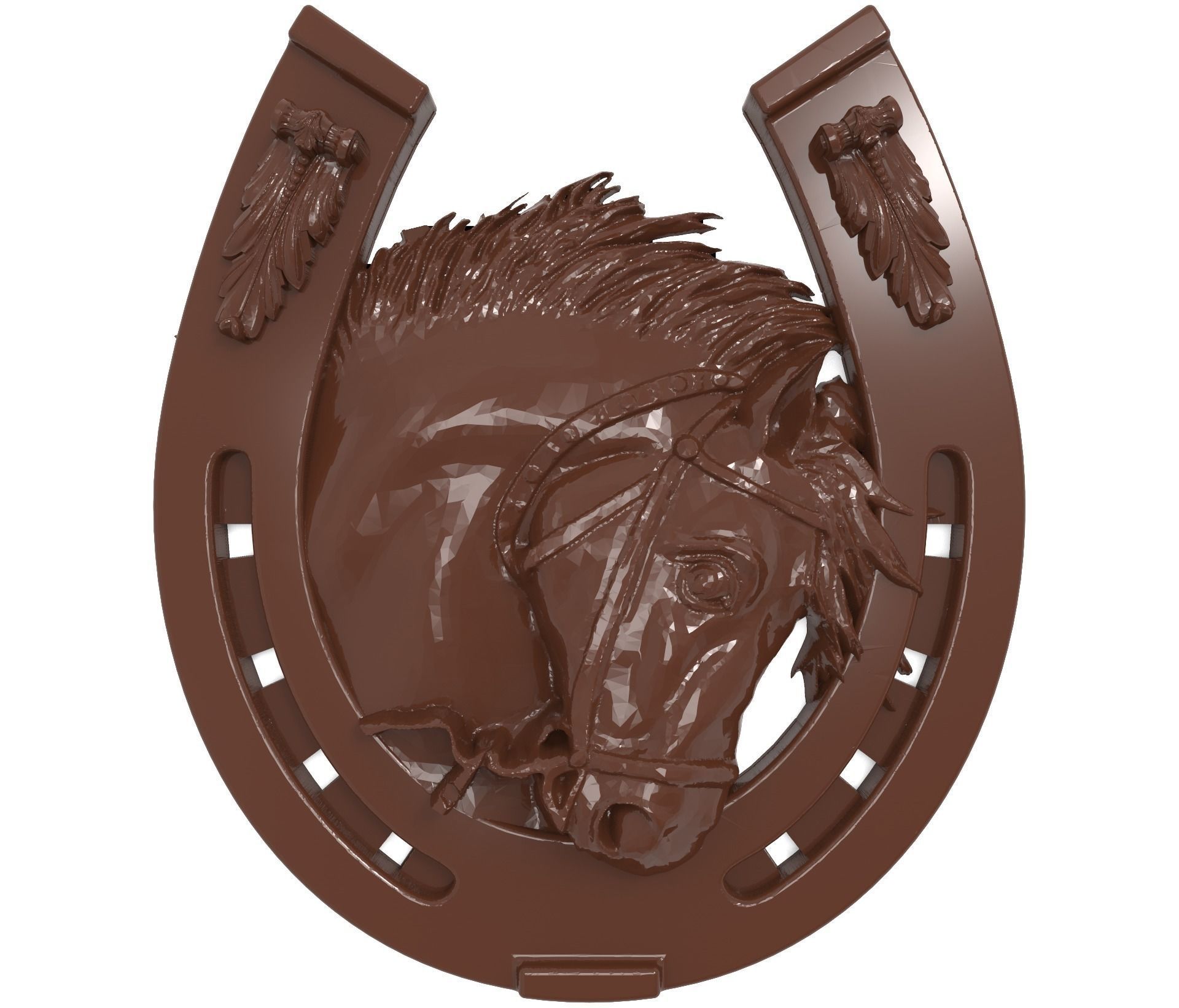Horse head and horseshoe bas relief for CNC 3D print model