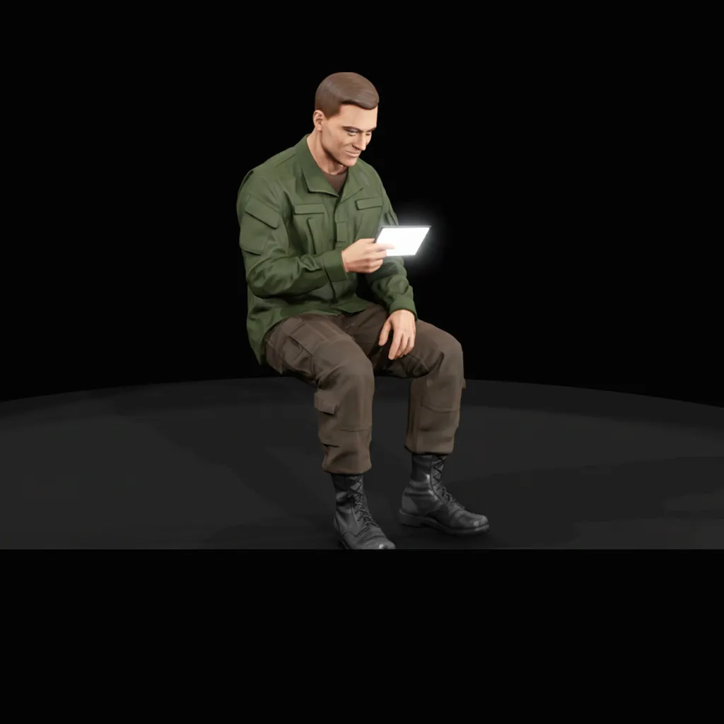 Modern Seated Soldier 3D model 3D printable | CGTrader
