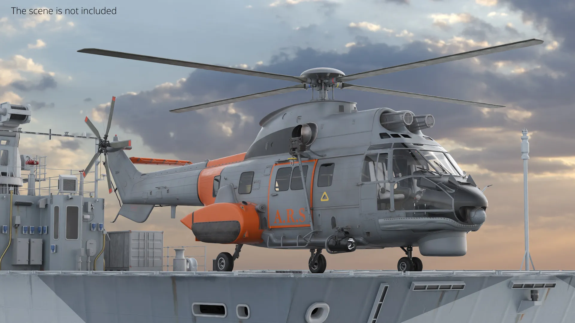 Search and Rescue Helicopter AS 332 C1 Rigged for Maya 3D model