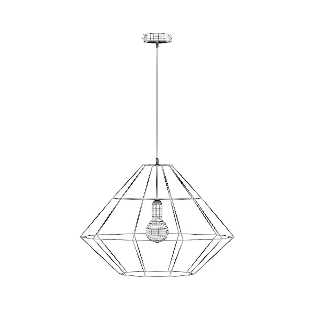 Golden Wire Ceiling Lamp 3D model_3