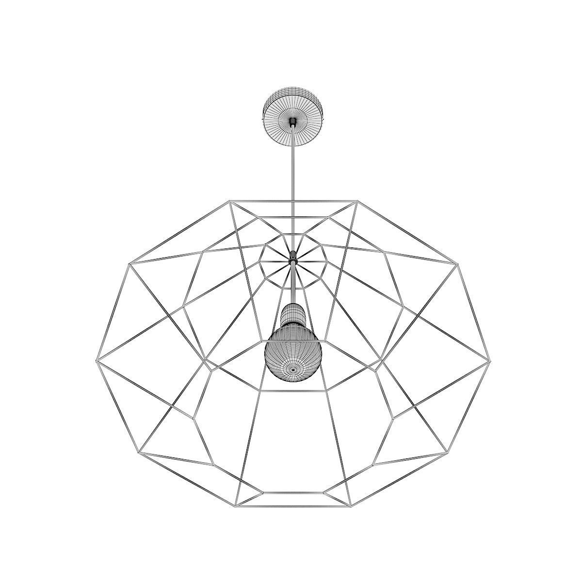 Golden Wire Ceiling Lamp 3D model_5