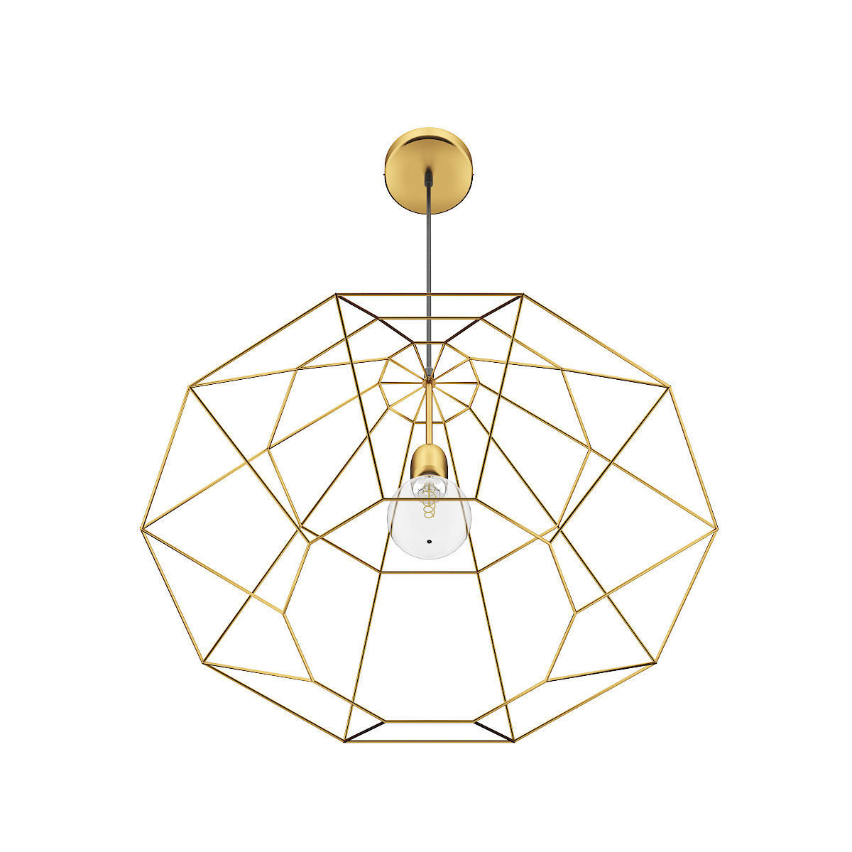 Golden Wire Ceiling Lamp 3D model_2