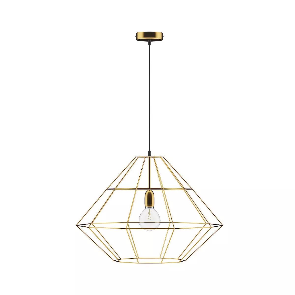 Golden Wire Ceiling Lamp 3D model_0