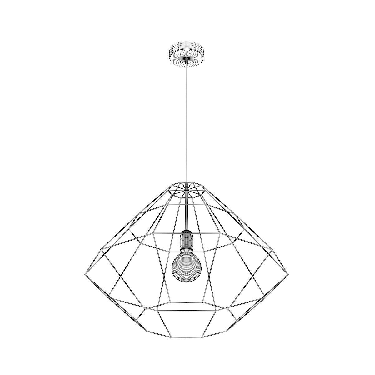 Golden Wire Ceiling Lamp 3D model_4