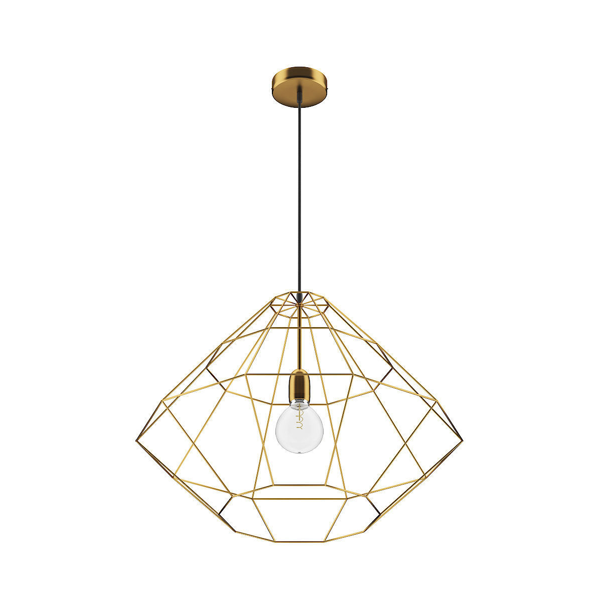 Golden Wire Ceiling Lamp 3D model_1