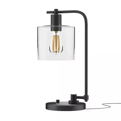 Black Desk Lamp with Glass Shade