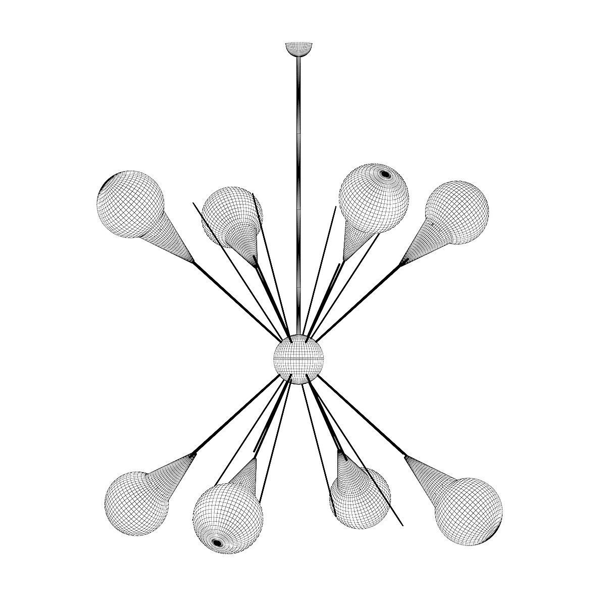 Golden Ceiling Lamp 3D model_3