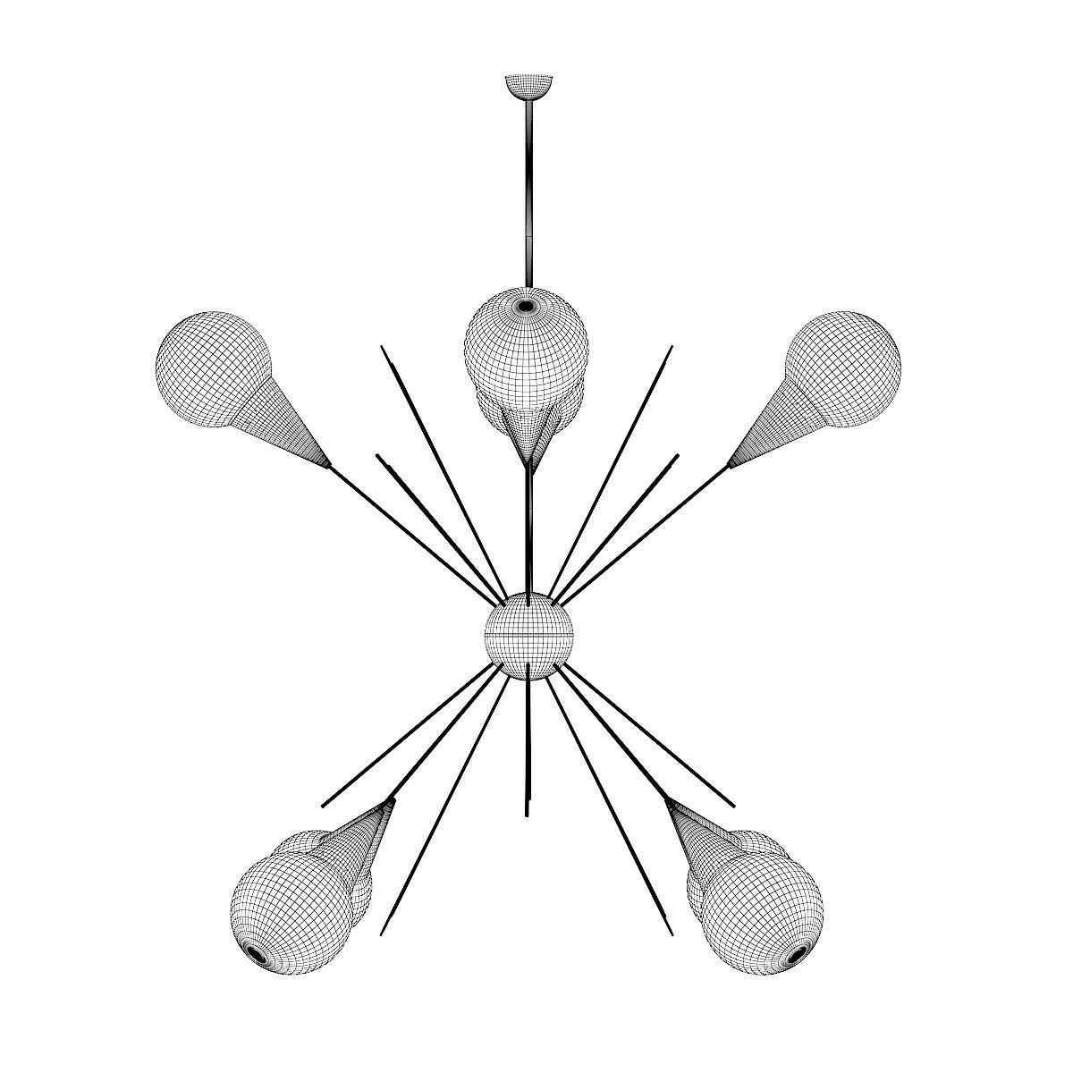 Golden Ceiling Lamp 3D model_4