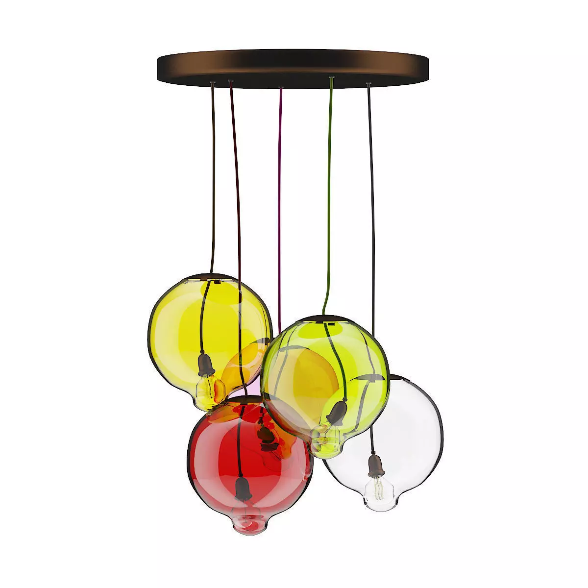 Colored Glass Ceiling Lamp 3D model_0