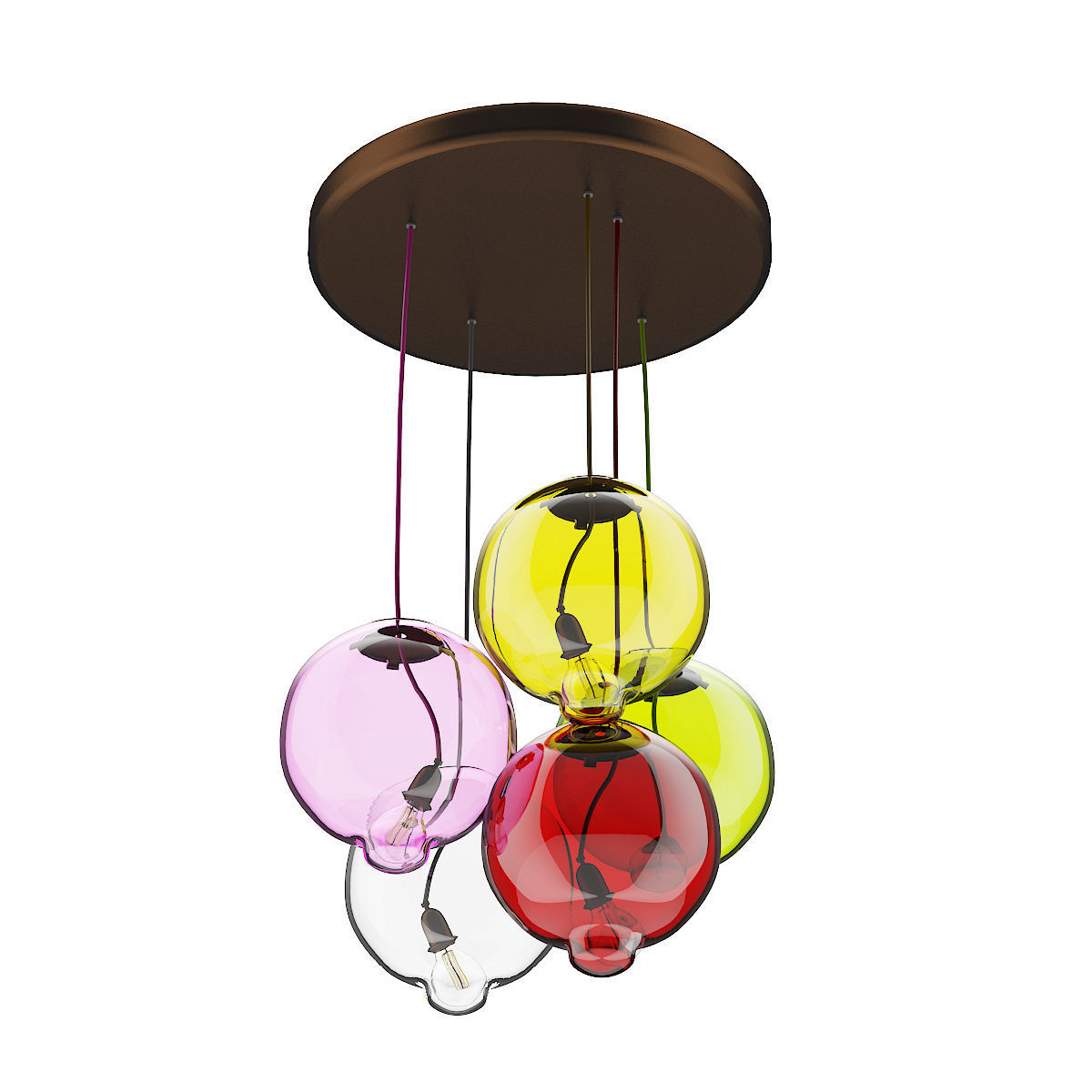 Colored Glass Ceiling Lamp 3D model_2