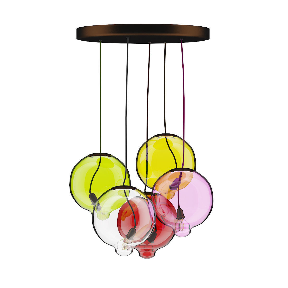 Colored Glass Ceiling Lamp 3D model_1