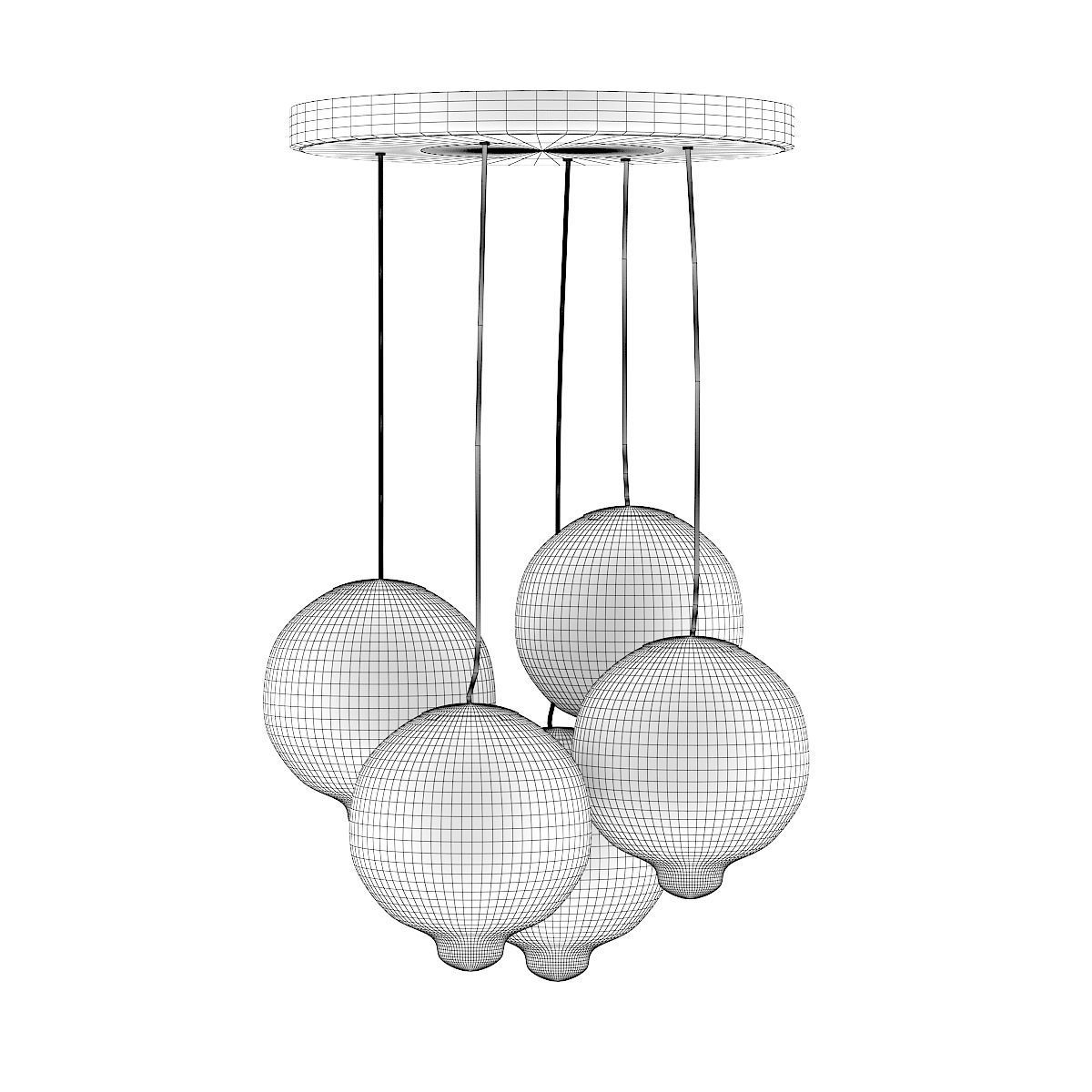 Colored Glass Ceiling Lamp 3D model_4