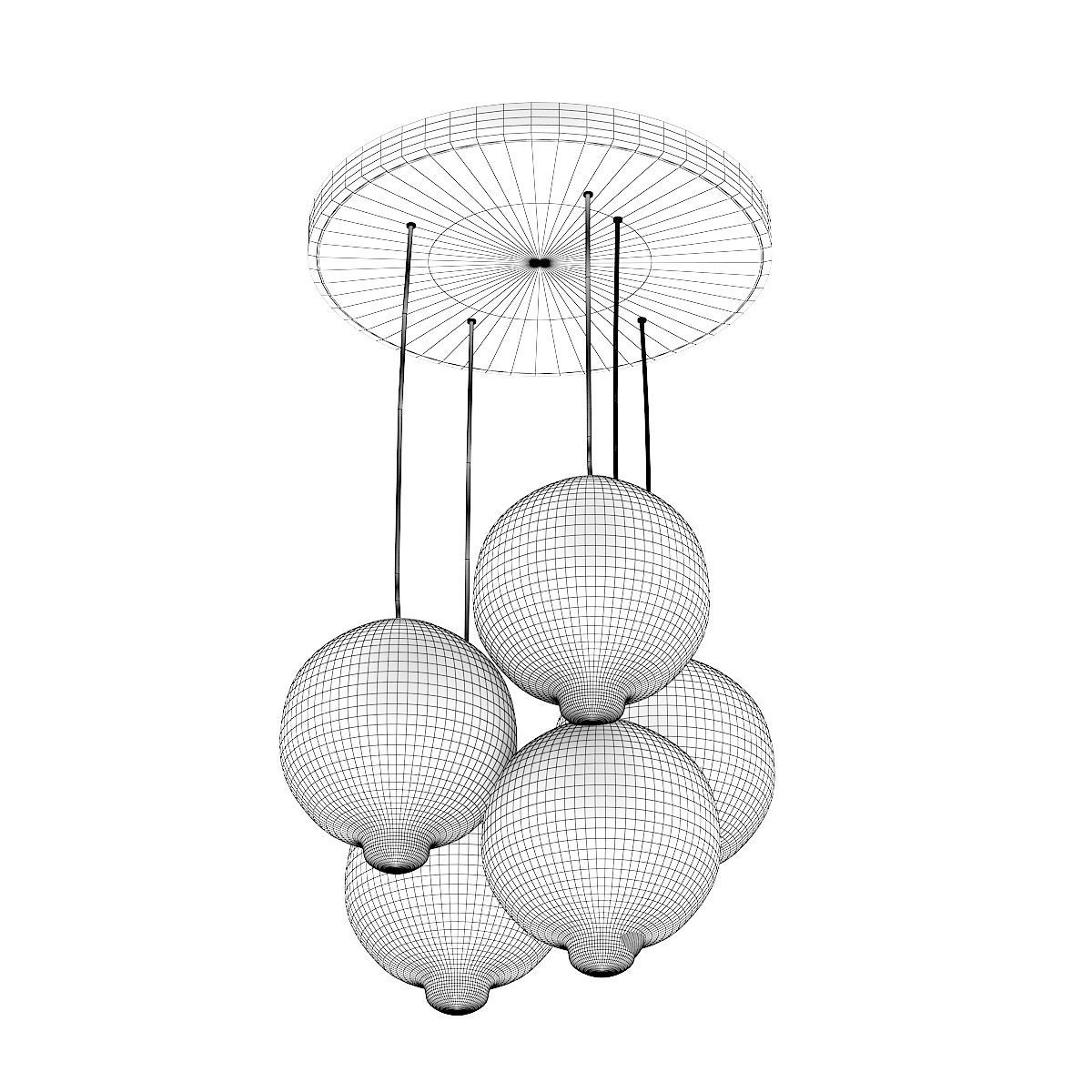 Colored Glass Ceiling Lamp 3D model_5