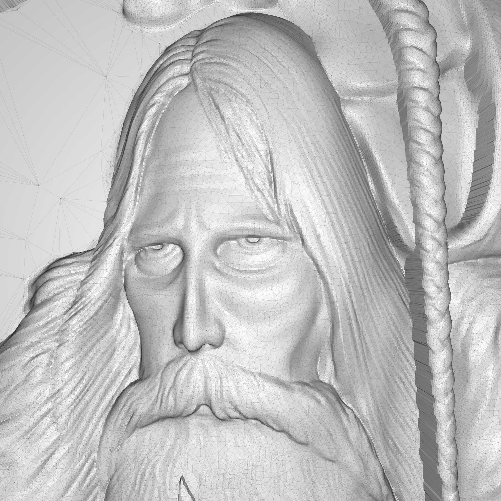 Man with owl Bas relief for CNC 3D print model_4