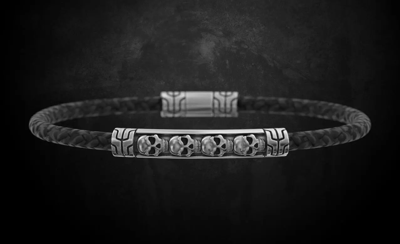 Bracelet with skulls under the skin with a lock 157 3D print model_0