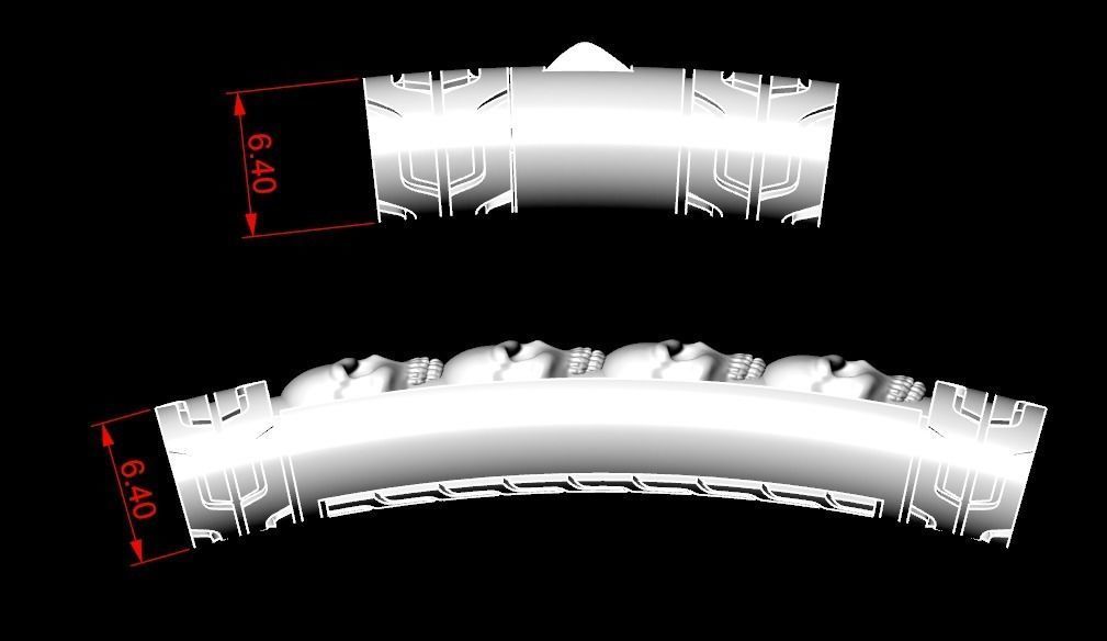 Bracelet with skulls under the skin with a lock 157 3D print model_11