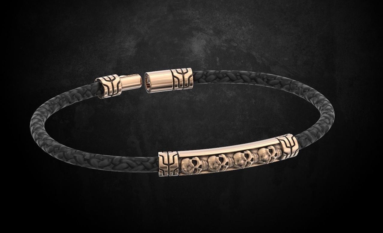 Bracelet with skulls under the skin with a lock 157 3D print model_3