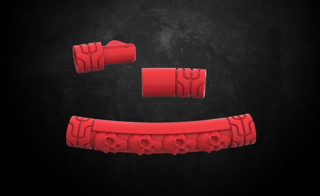 Bracelet with skulls under the skin with a lock 157 3D print model_10