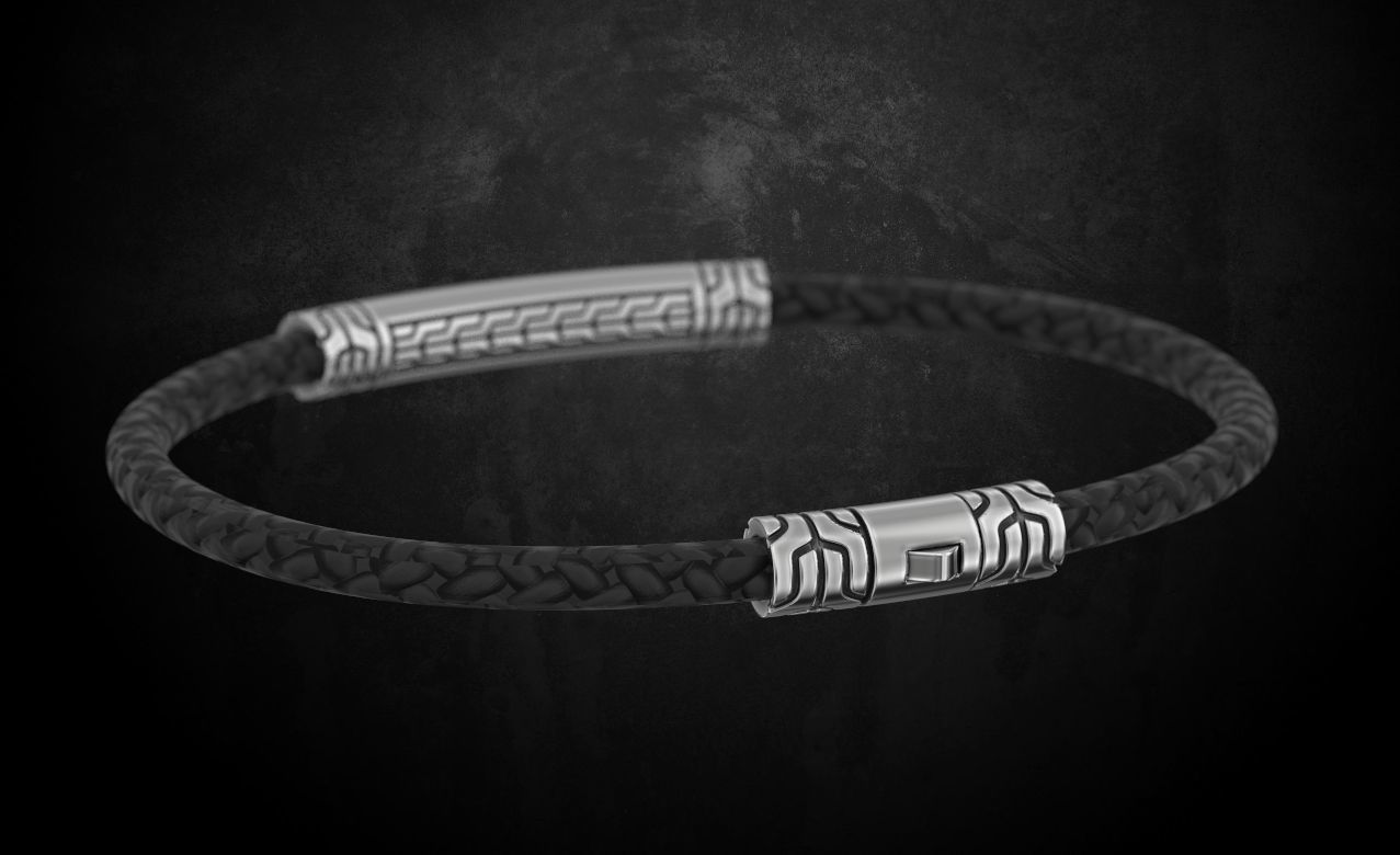 Bracelet with skulls under the skin with a lock 157 3D print model_2